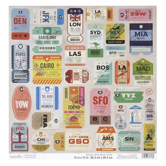 12" x 12" Vintage Tickets Double-Sided Cardstock Paper by Recollections™